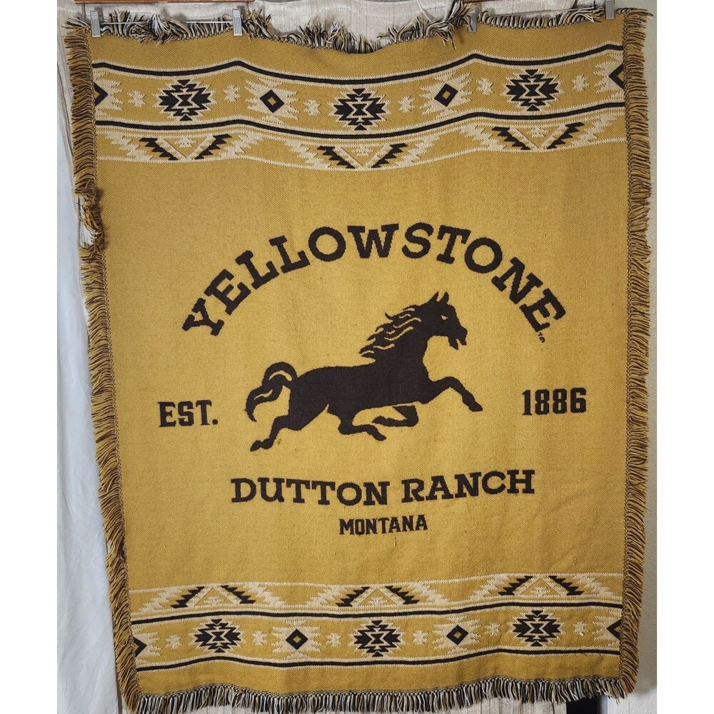Official Yellowstone Dutton Ranch 2022 Triple Woven Jacquard Throw Blanket 46x60